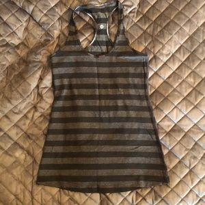 Lululemon Racerback Tank Black and Gray Stripes 8